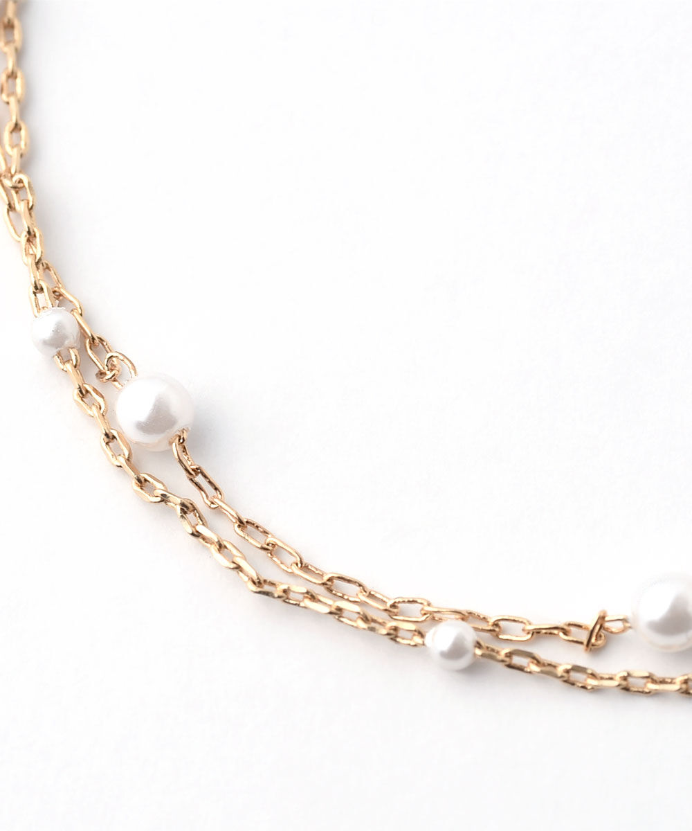 colleca la「粒パールとチェーンの2連ブレスレット」|ブレスレット・バングル|