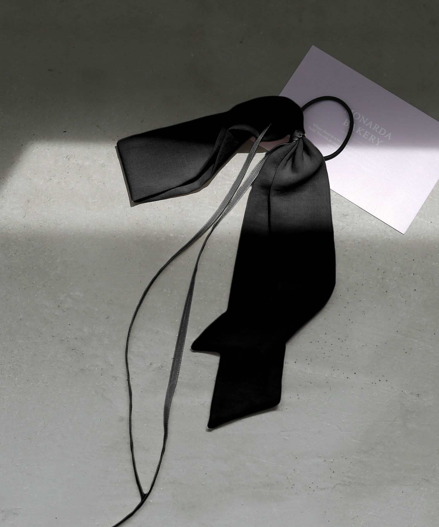  「レイヤードロングリボンヘアゴム」|ヘアゴム・シュシュ|ブラック