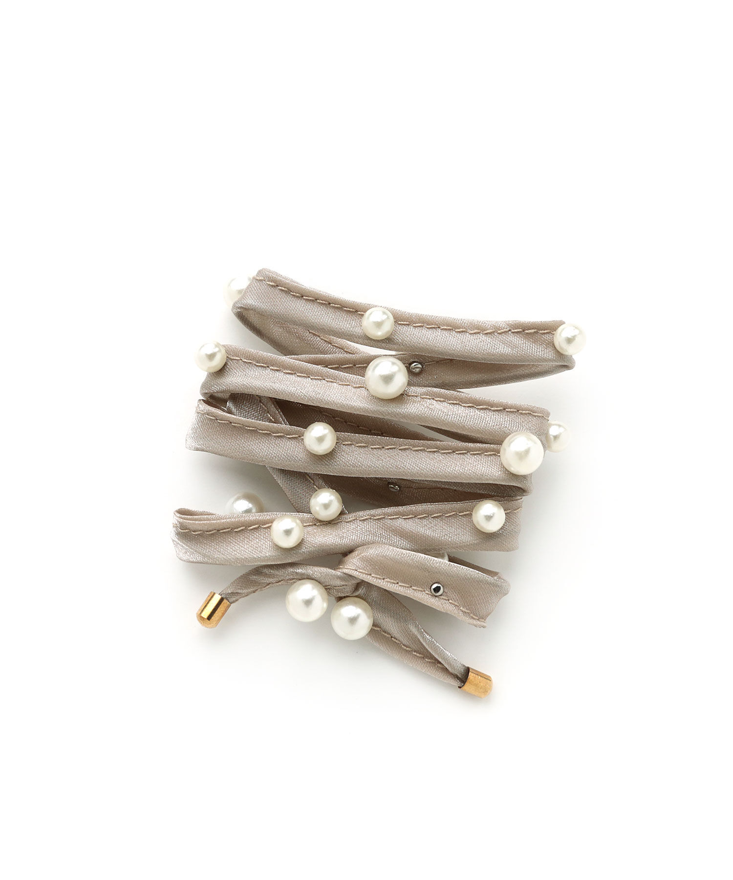  「サテン&times;パール ワイヤーリボンポニー」|ヘアゴム・シュシュ|