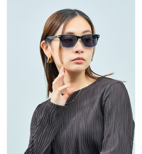  「SUNCUTGlasses/UV100%CUT サングラス レザー調 ラバーテンプル 紫外線対策 UV対策 UVカット ズレ落ち防止」|サングラス|