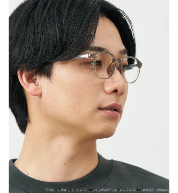  「 ボストン型 メガネ | 軽量、伊達めがね、読書、くまのプーさん Zoff  レンズ交換券付 レンズ交換券付」|メガネ|