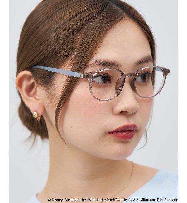  「 ボストン型 メガネ | 軽量、伊達めがね、読書、くまのプーさん Zoff  レンズ交換券付 レンズ交換券付」|メガネ|