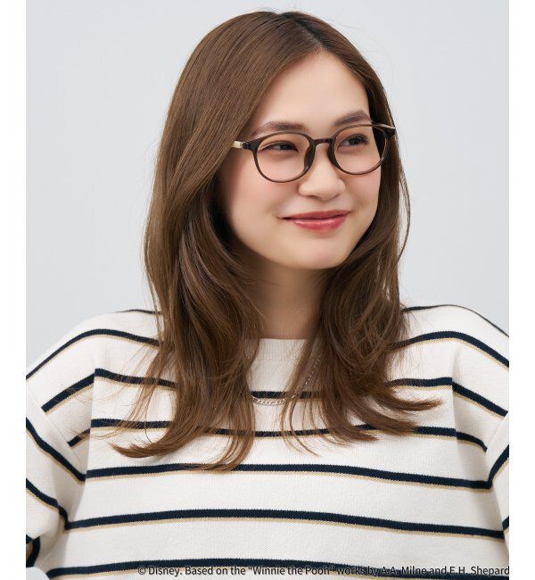  「 ボストン型 メガネ | 軽量、伊達めがね、読書、くまのプーさん Zoff  レンズ交換券付 レンズ交換券付」|メガネ|