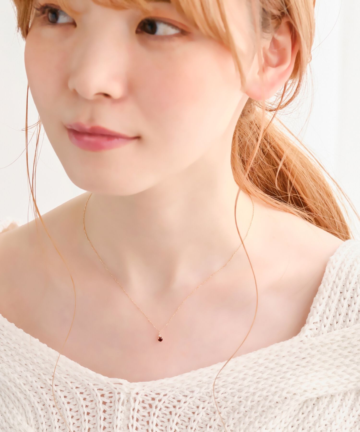 Phoebe「【K10】ジュエルラックネックレス　ガーネット/BOX付き」|ネックレス|
