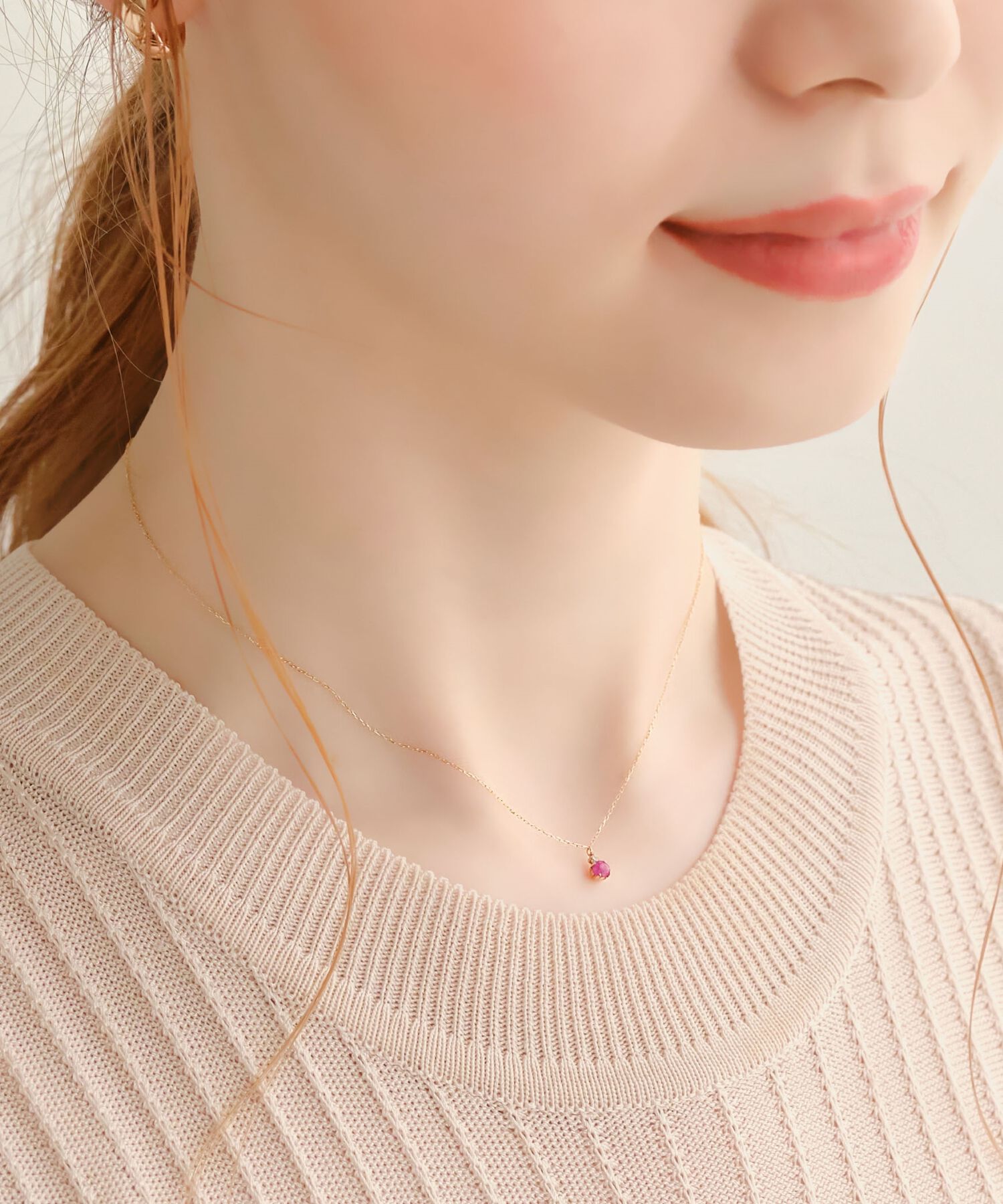 Phoebe「【K10】ジュエルラックネックレス　ルビー/BOX付き/全長:40cm」|ネックレス|