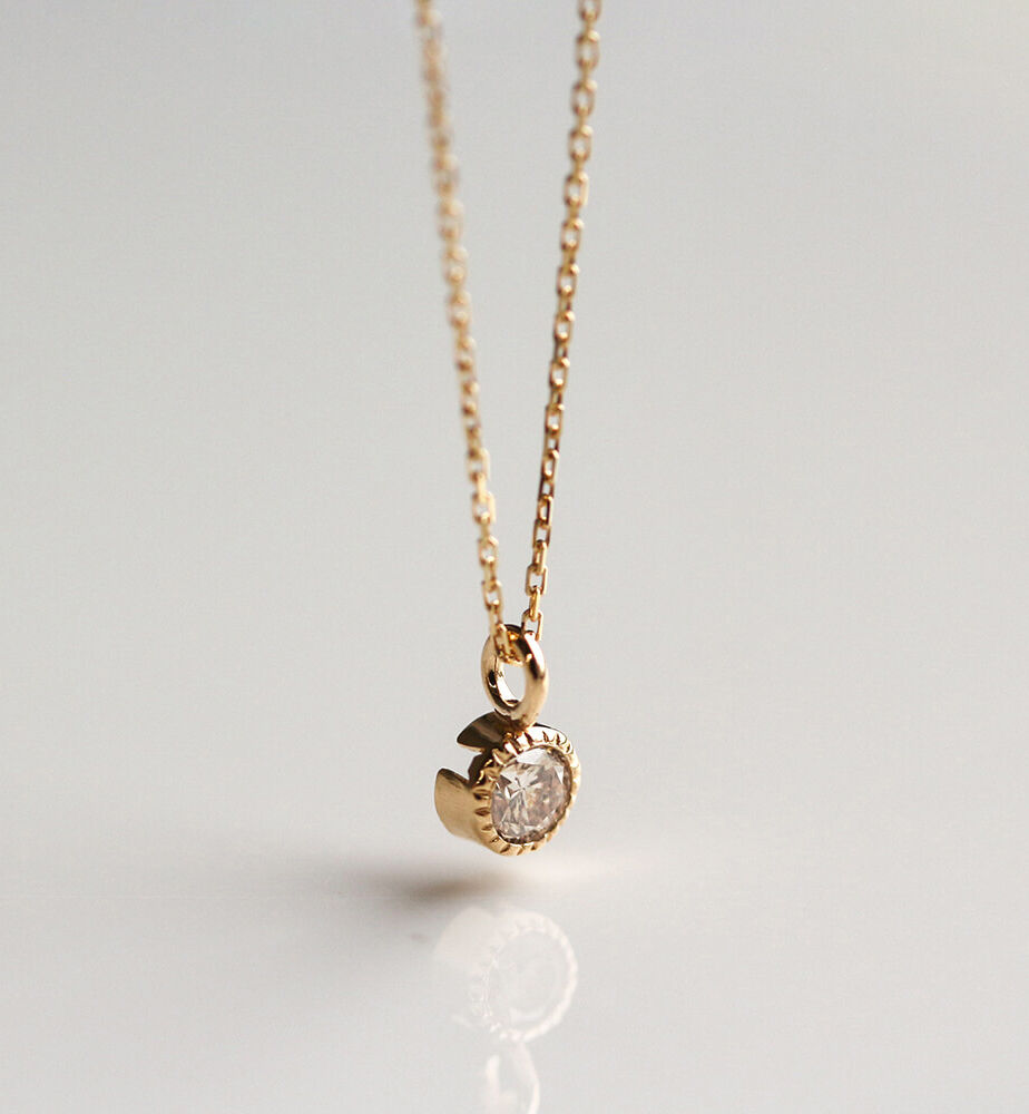  「一石 シャンパンダイヤモンド 0.1ct ネックレス | K10YG」|ネックレス|