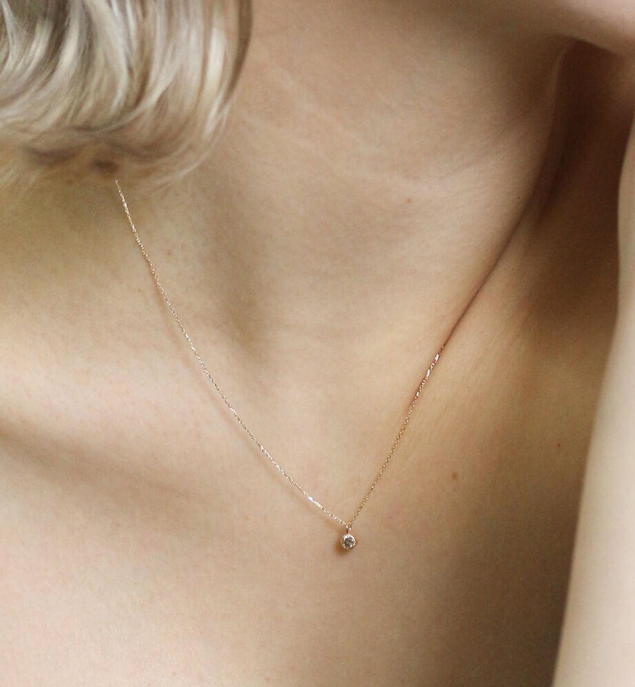  「一石 シャンパンダイヤモンド 0.1ct ネックレス | K10YG」|ネックレス|