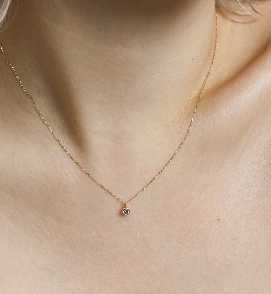  「一石 シャンパンダイヤモンド 0.1ct ネックレス | K10YG」|ネックレス|