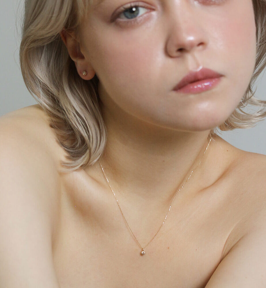  「一石 シャンパンダイヤモンド 0.1ct ネックレス | K10YG」|ネックレス|