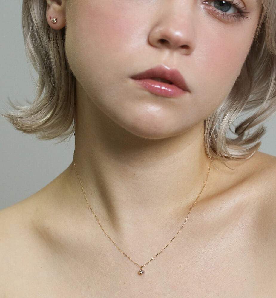  「一石 シャンパンダイヤモンド 0.1ct ネックレス | K10YG」|ネックレス|