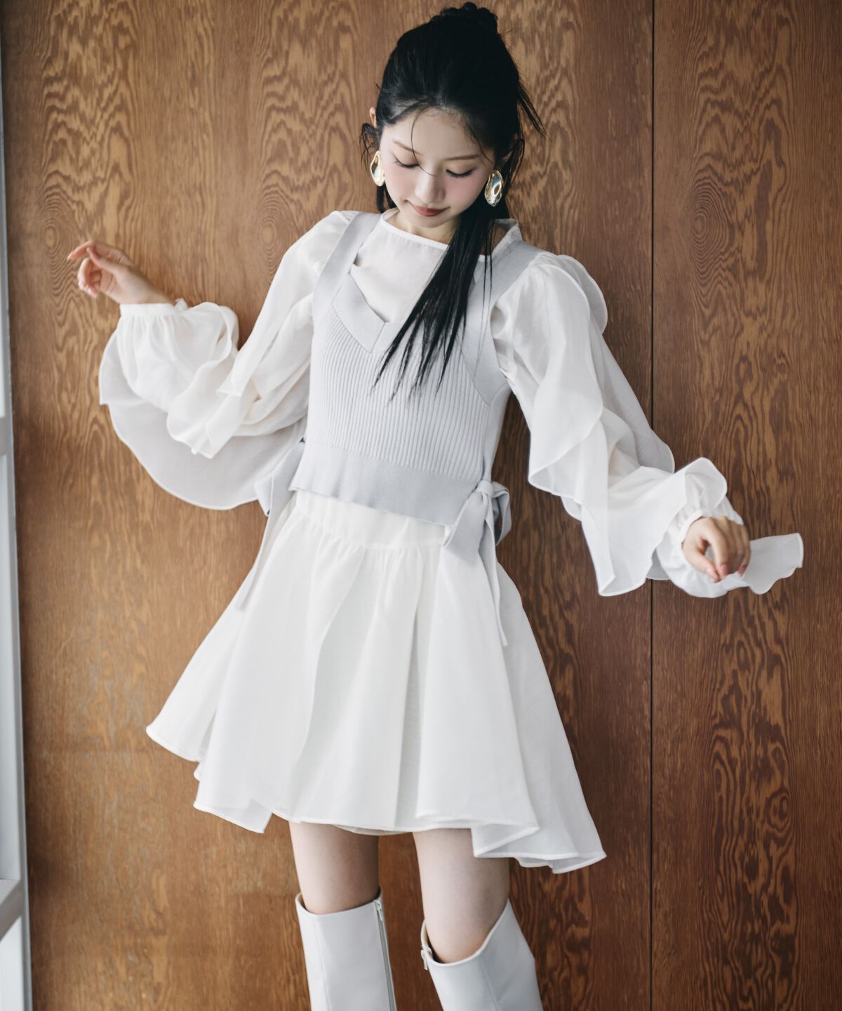 アンドクチュール「ニットレイヤードチュニック」|チュニック|