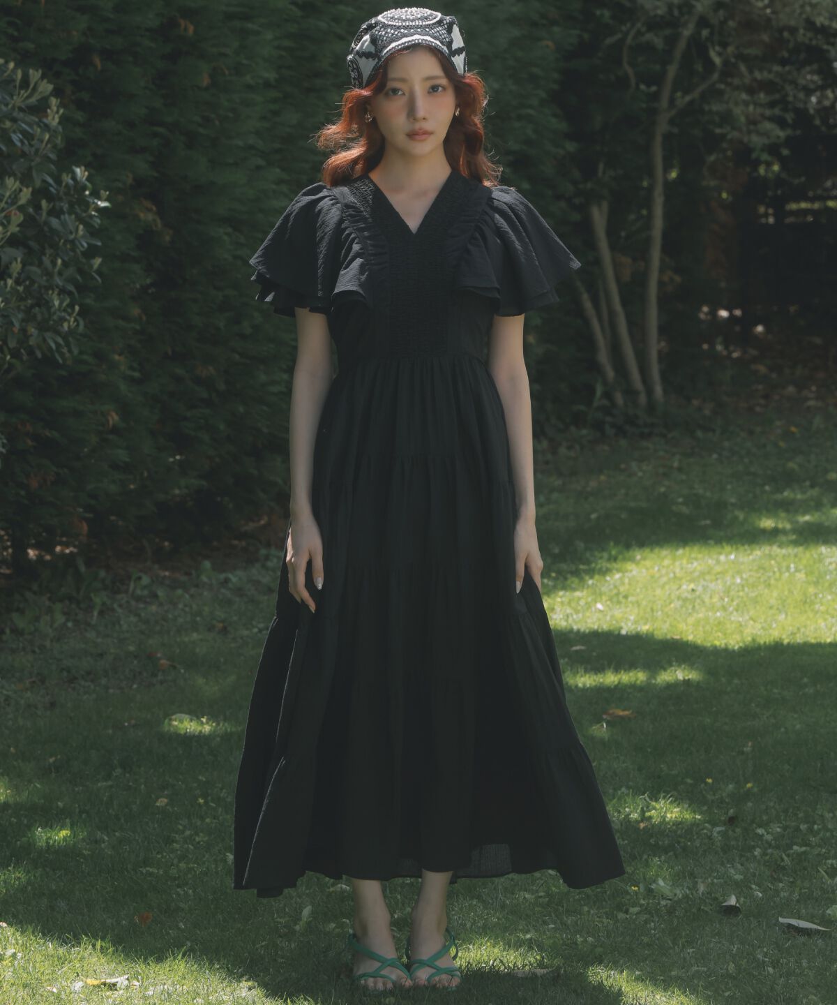 アンドクチュール「ギャザーVネックティアードワンピース」|ワンピース|