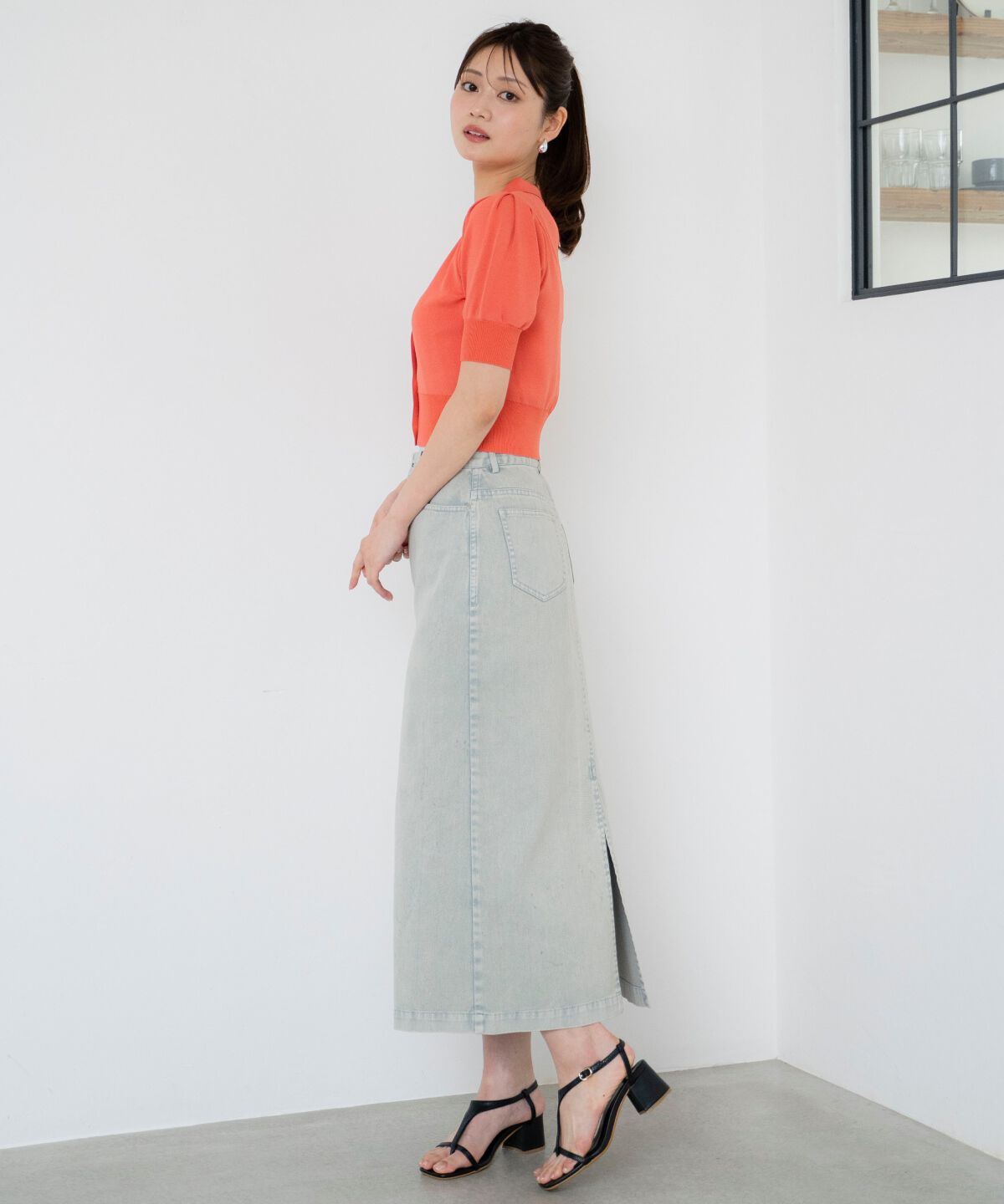 アンドクチュール「ウォッシュドカラーデニムスカート」|スカート|