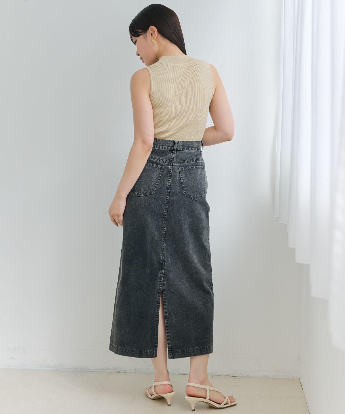 アンドクチュール「ウォッシュドカラーデニムスカート」|スカート|