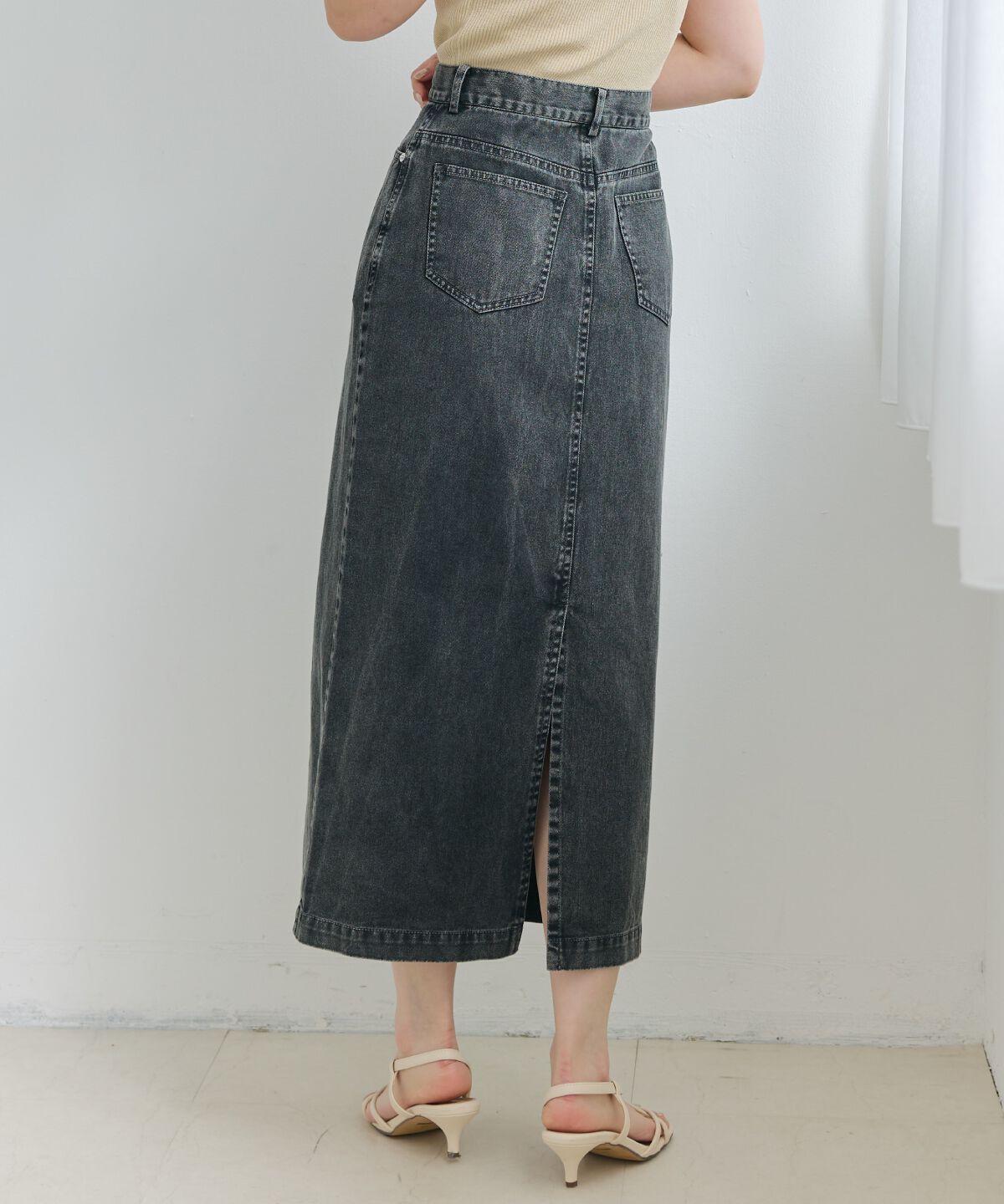 アンドクチュール「ウォッシュドカラーデニムスカート」|スカート|