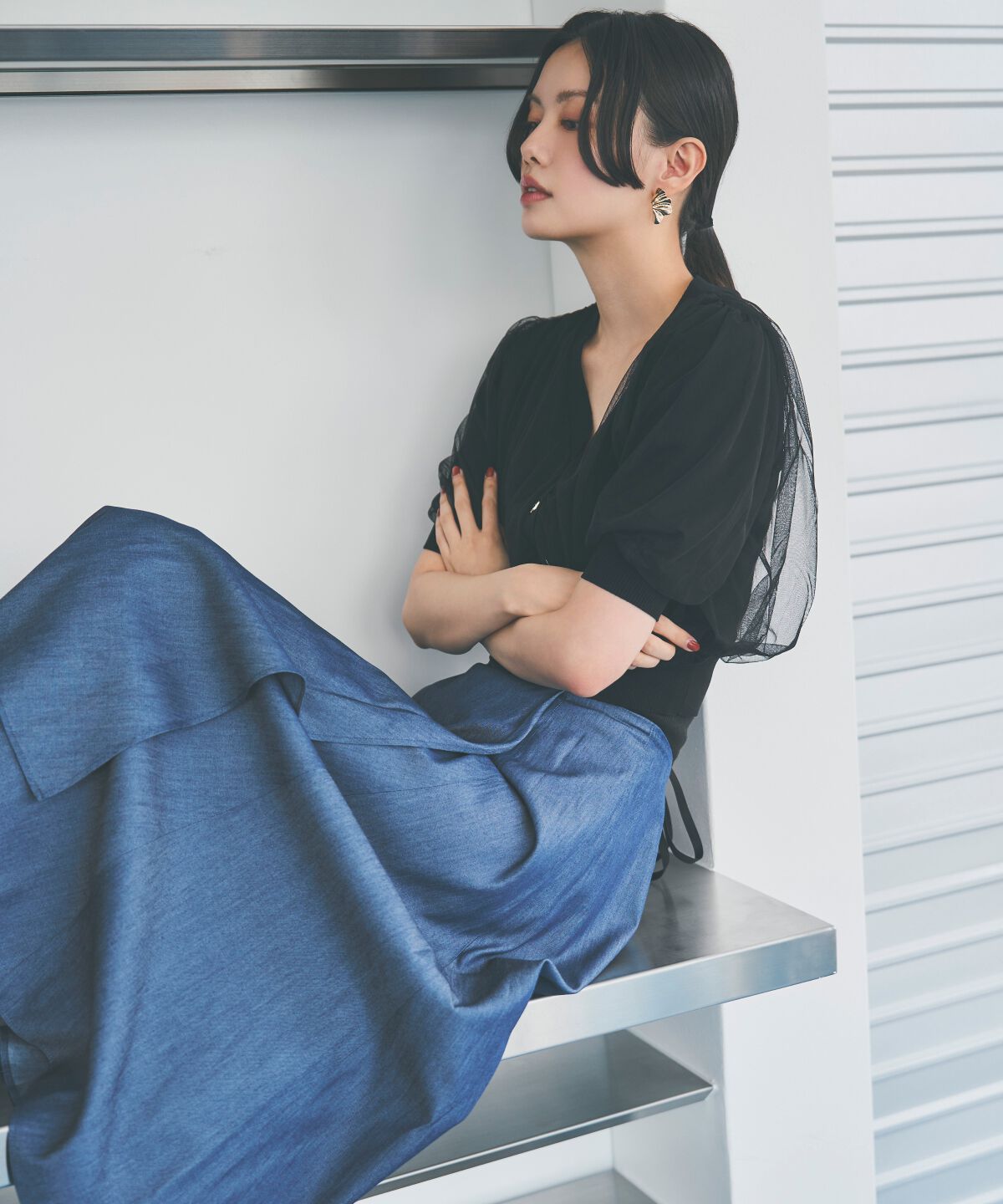 アンドクチュール「チュールカバープルオーバー」|カーディガン|