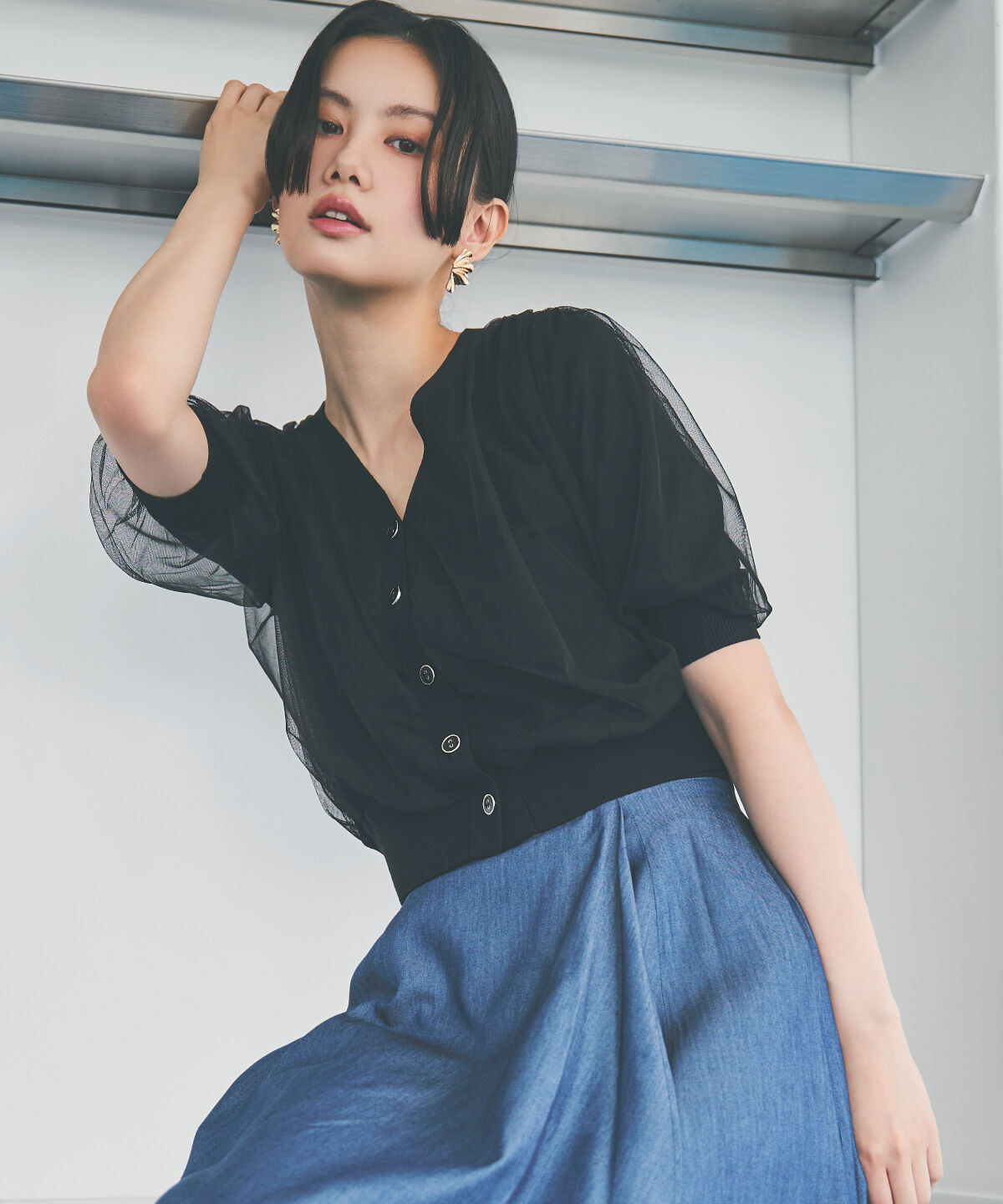 アンドクチュール「チュールカバープルオーバー」|カーディガン|