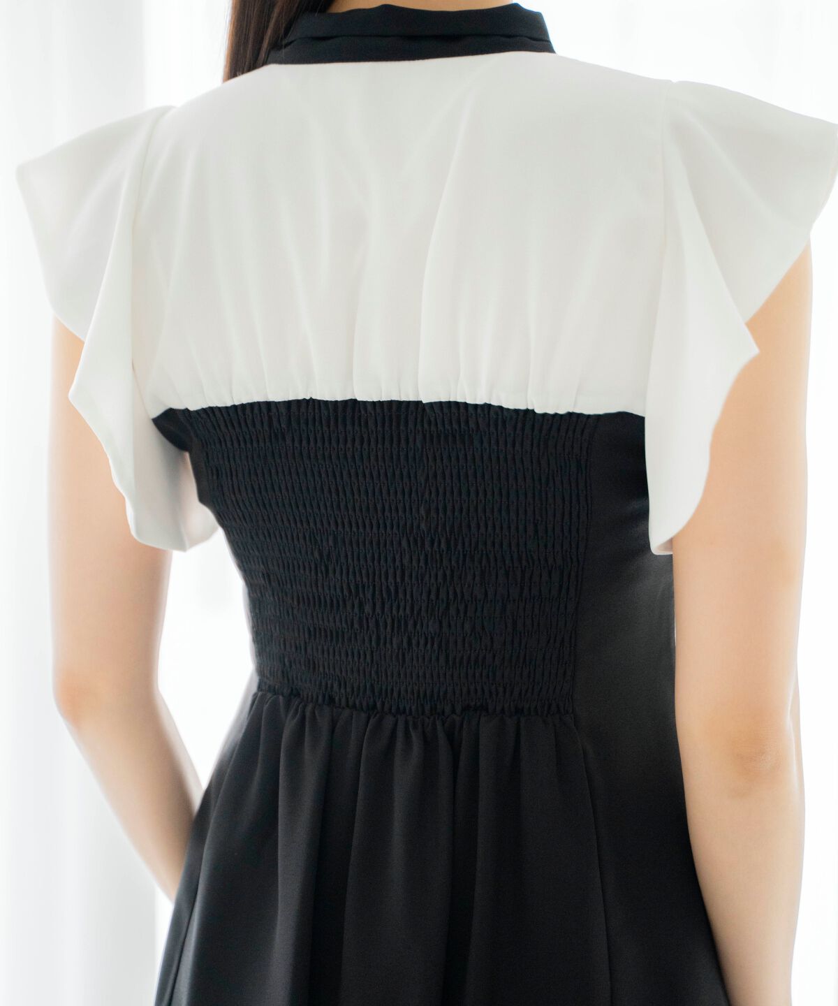 アンドクチュール「ラッフルノースリーブリボン襟ワンピース」|ワンピース|