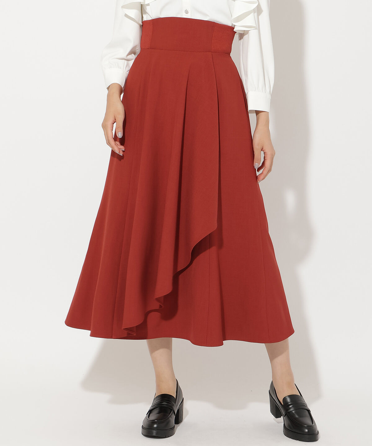 アンドクチュール「サイドリブラッフルマーメイドスカート」|フレア|