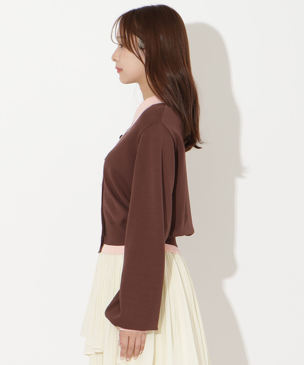 アンドクチュール「配色レイヤードライクニットカーディガン」|カーディガン|