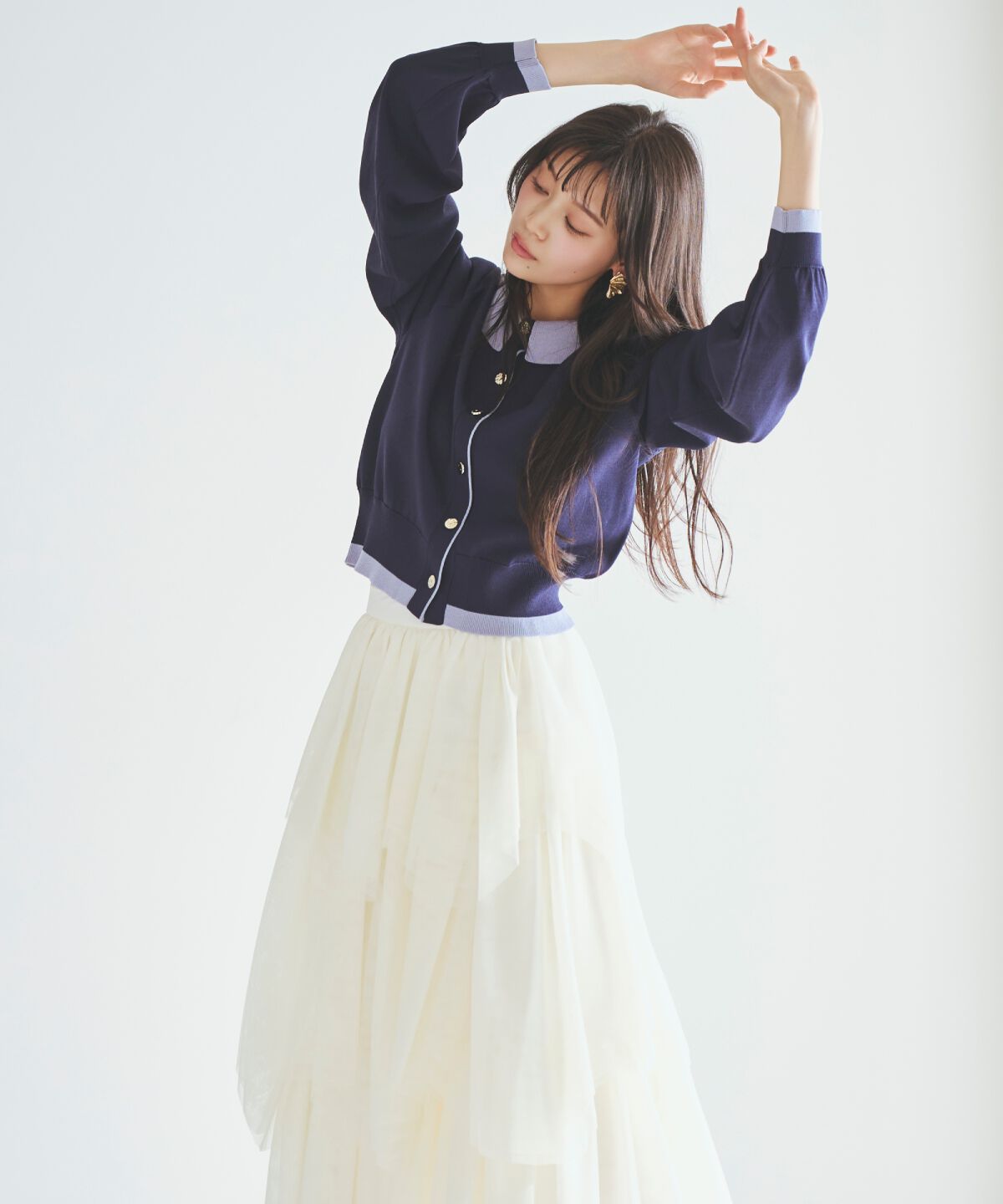 アンドクチュール「配色レイヤードライクニットカーディガン」|カーディガン|