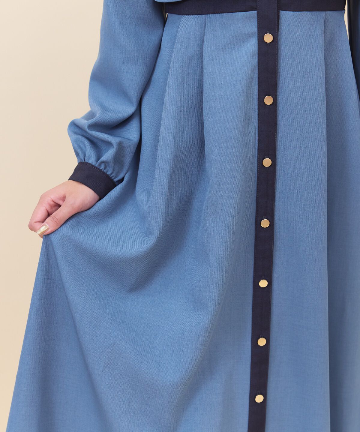 REDYAZEL「バイカラータックプリーツシャツワンピース」|ワンピース|