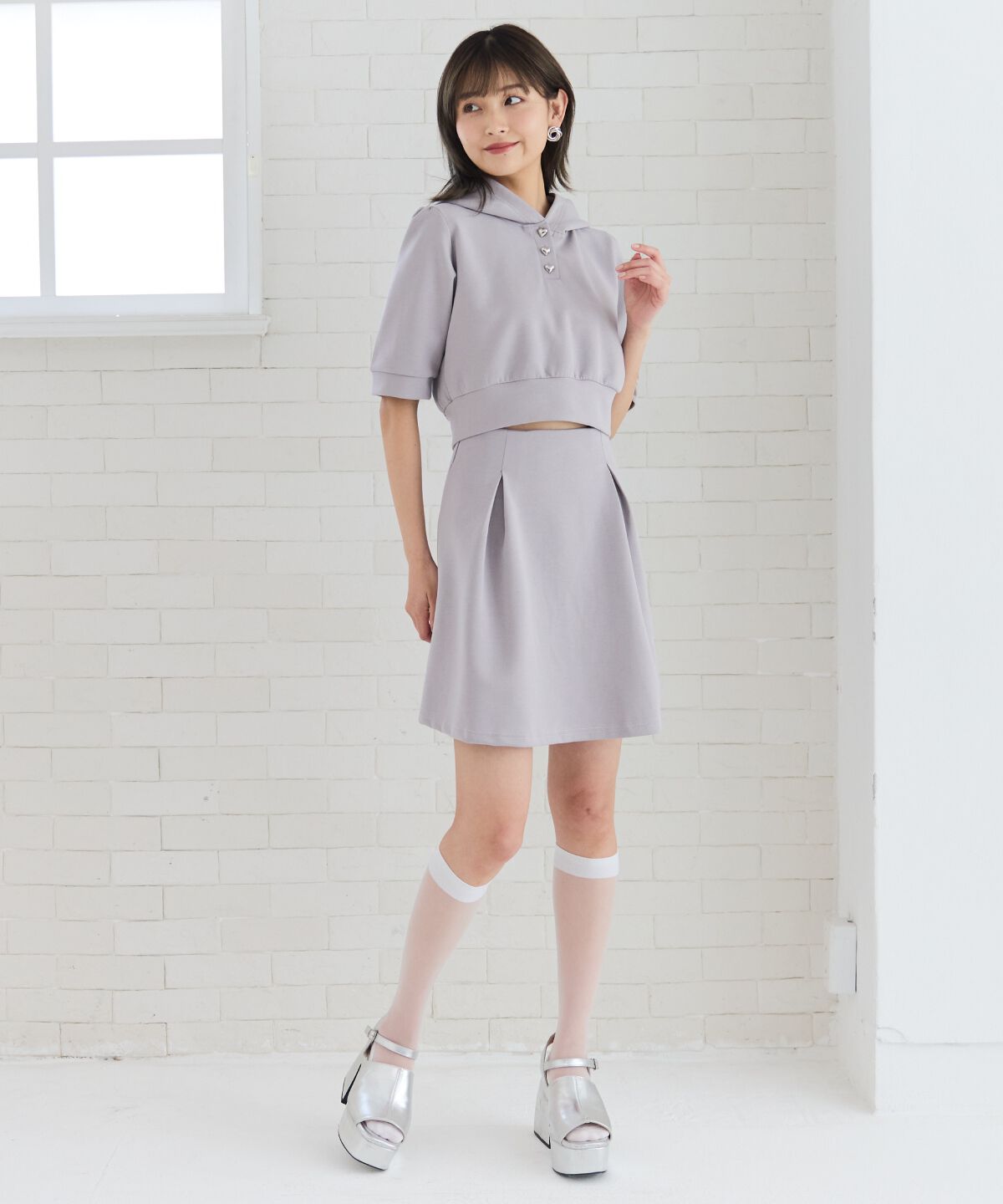 REDYAZEL「ハートボタンショートフーディー」|パーカー|