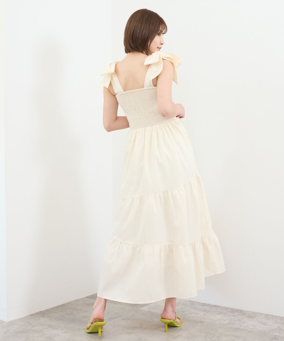 REDYAZEL「リボンショルダーティアードワンピース」|ワンピース|