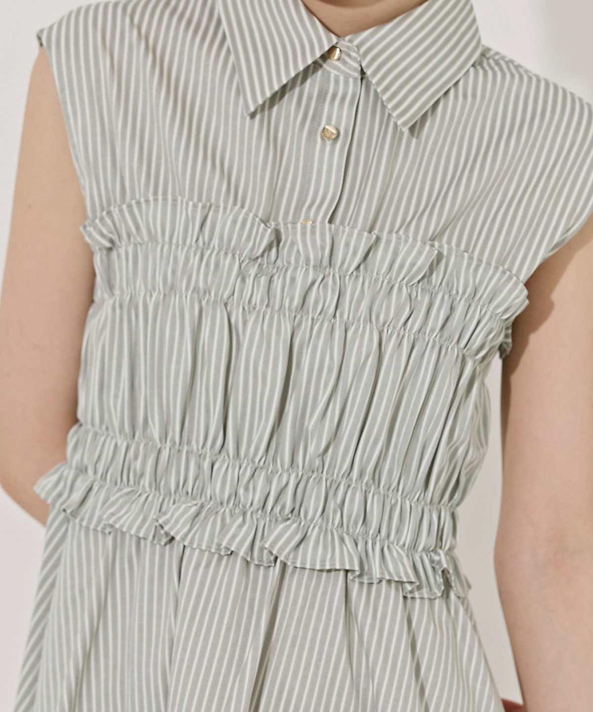 REDYAZEL「ヘムフリルレイヤードストライプシャツワンピース」|ワンピース|