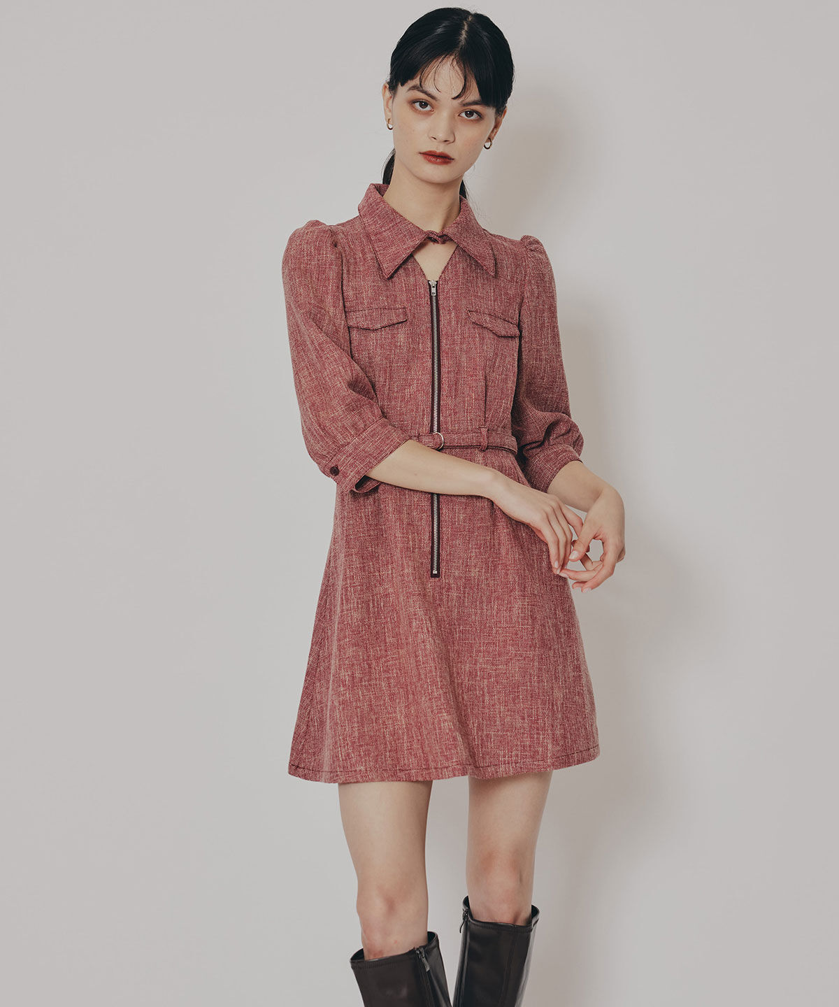 REDYAZEL「カラーミックスフロントZIPワンピース」|ワンピース|