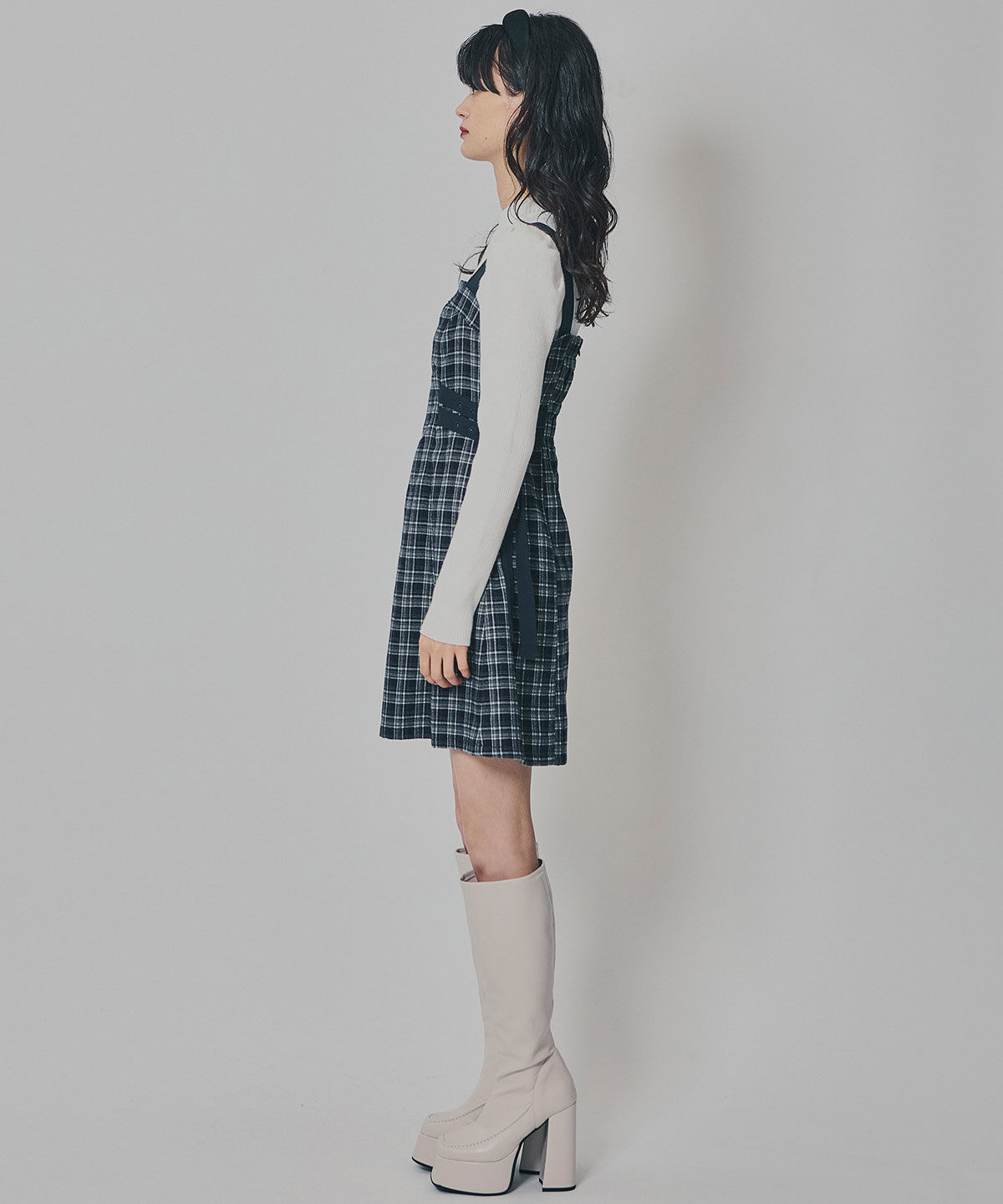 REDYAZEL「チェックショートジャケット&times;Wベルトワンピースセットアップ」|ワンピース|