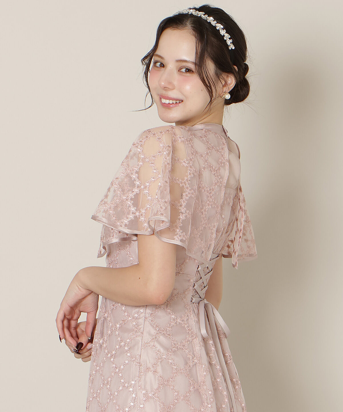 WILLSELECTION「パイピングケープフレアワンピース」|ドレス|