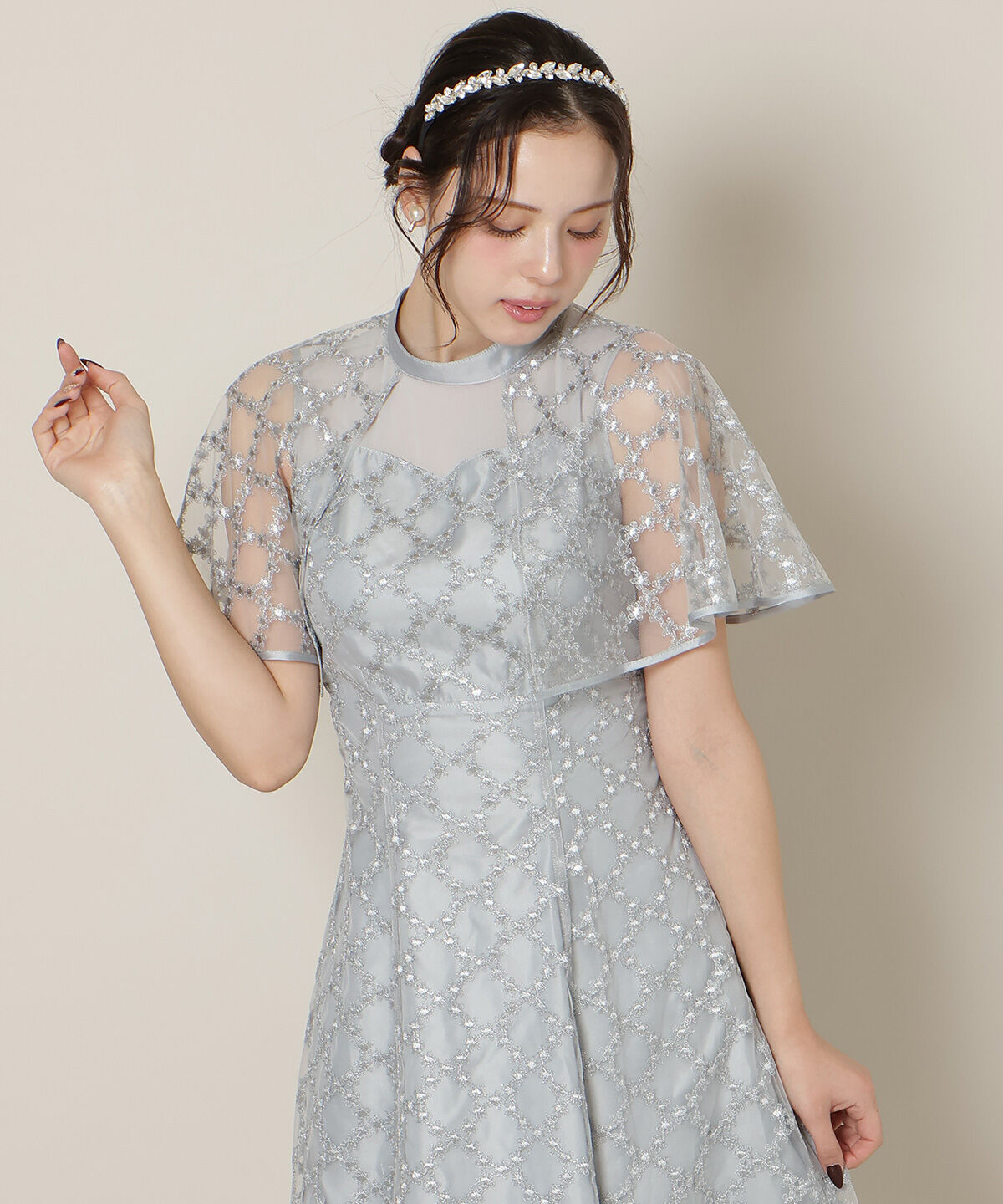 WILLSELECTION「パイピングケープフレアワンピース」|ドレス|