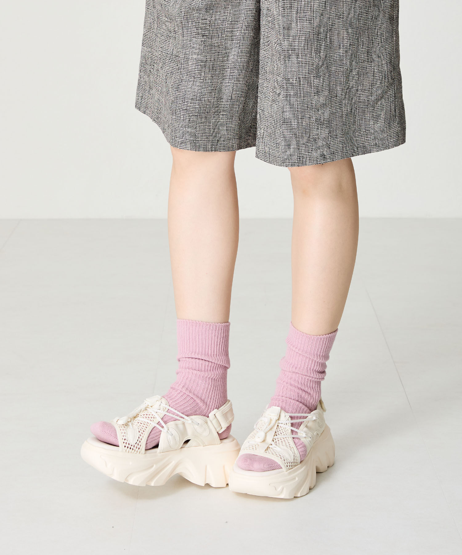 ORiental TRaffic「ドローコード&times;メッシュ厚底サンダル/51210 サンダル 厚底　メッシュ トレンド」|サンダル|