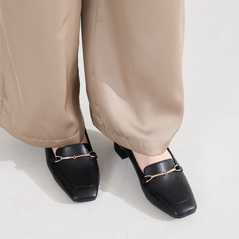 WA Oriental TRaffic「●2026春夏新作●メタリックラインビットヒールローファー/62101」|ローファー|BLACK