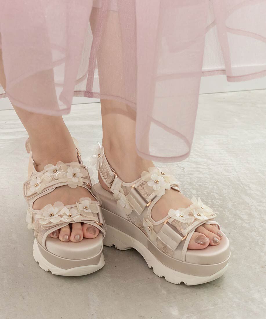  「フラワースポーツサンダル」|サンダル|クリーム