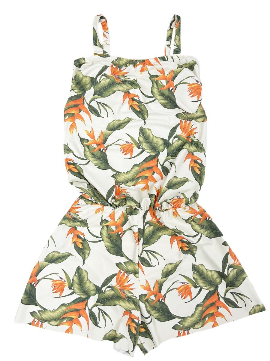 Riberce「トロピカル柄オールインワン水着」|コンビネゾン|アイボリー