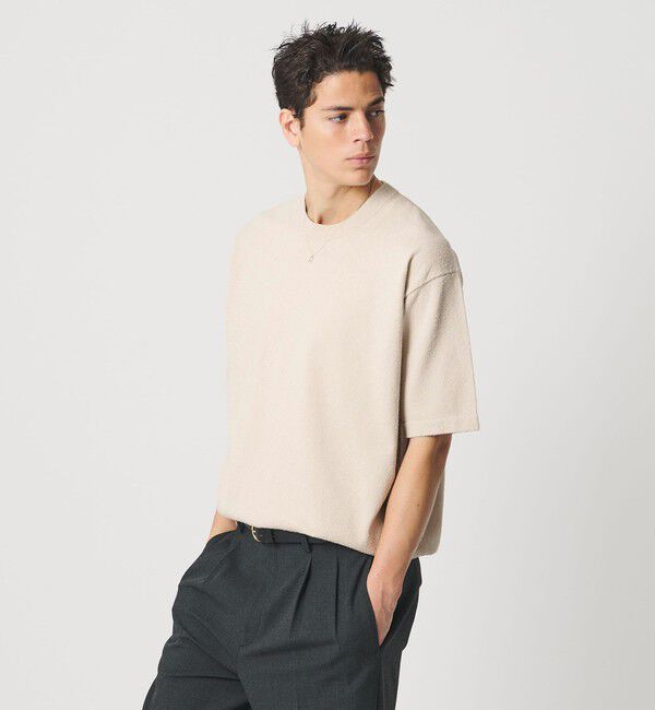 BEAUTY&YOUTH UNITED ARROWS「KNITEE クリンプコットン クルーネック ニット Tシャツ ウォッシャブル」|ニット・セーター|