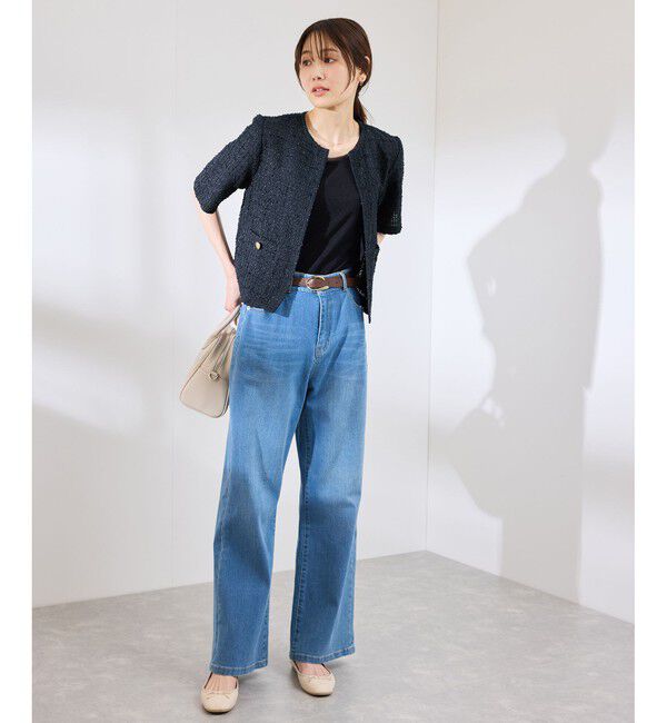 Rope&rsquo;Picnic「【サマー・ツイード】ハーフスリーブジャケット」|カーディガン|