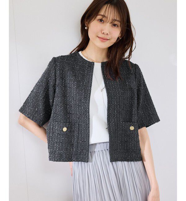 Rope&rsquo;Picnic「【サマー・ツイード】ハーフスリーブジャケット」|カーディガン|