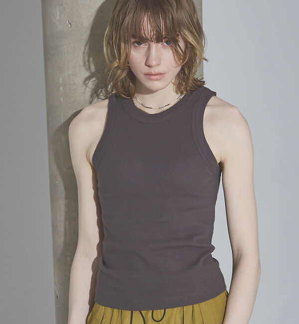 NOMINE「カップイン テレコ タンクトップ」|キャミソール|チャコールグレー