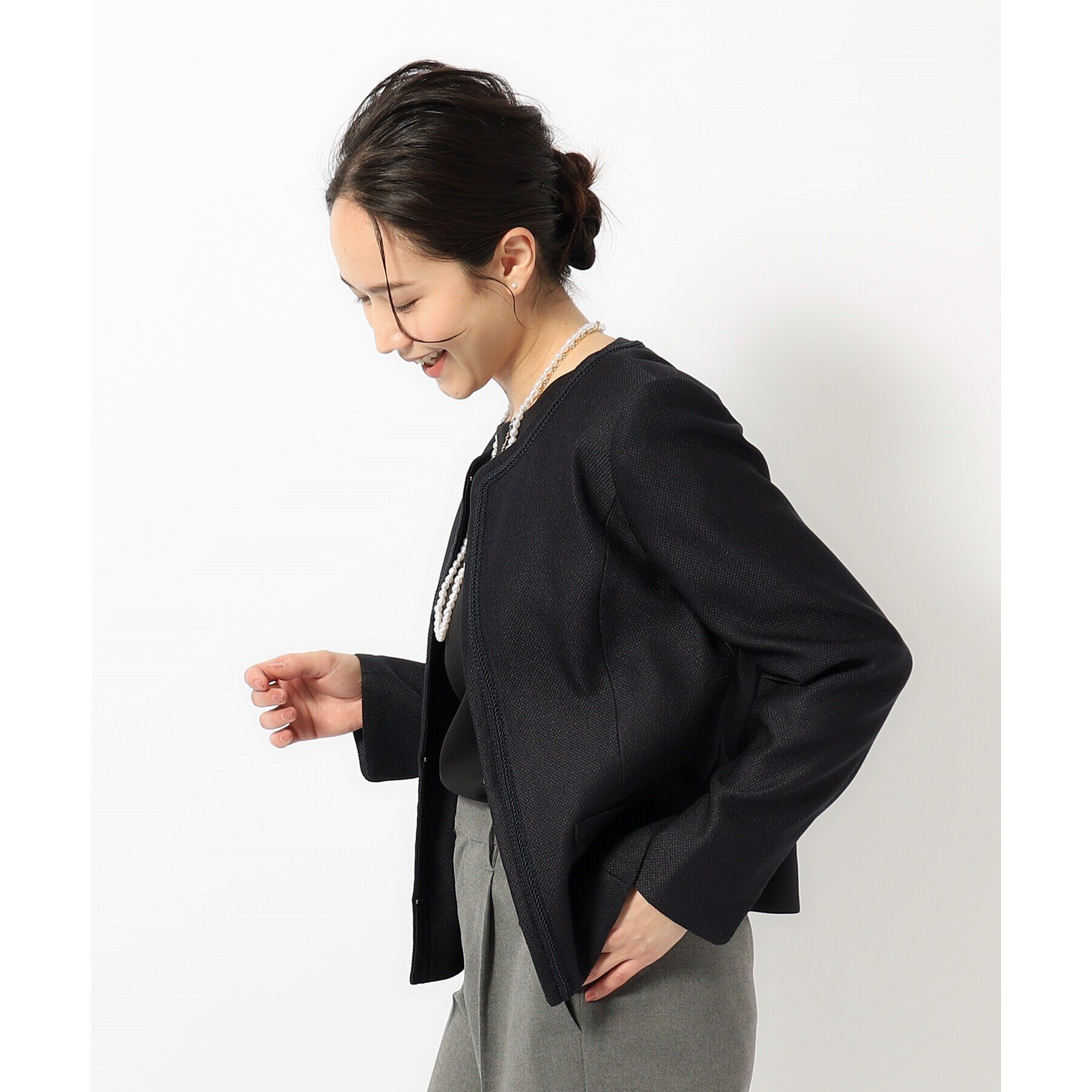 SHOO･LA･RUE「【S-5L/洗える】らくドビーノーカラージャケット」|ノーカラージャケット|