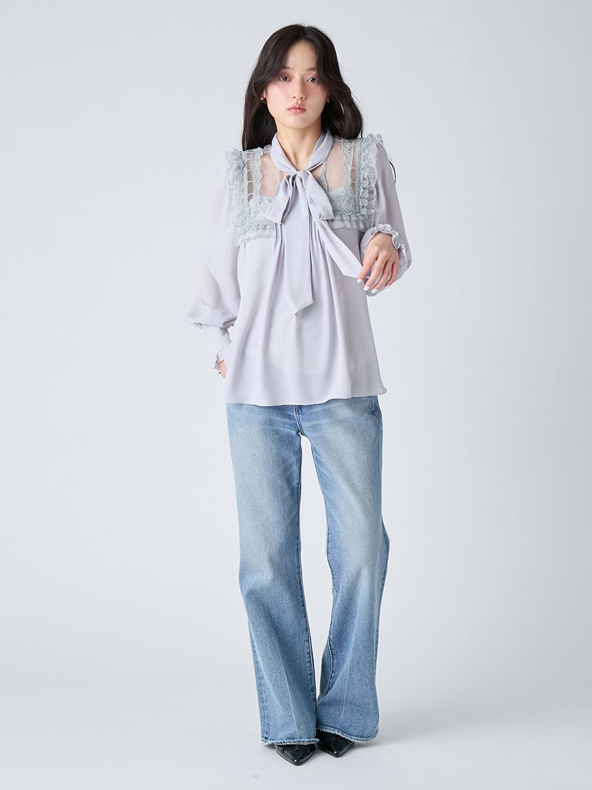 LILY BROWN「【WEB限定00サイズ】ストレッチセミフレアデニムパンツ」|デニム|