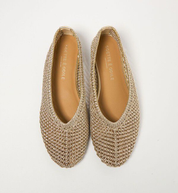 ODETTE E ODILE「【WEB限定】メタリックニット フラット10■」|パンプス|GOLD