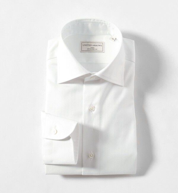 UNITED ARROWS「イージーケア AG ヘリンボーン セミワイドカラーシャツ -抗菌防臭-」|シャツ・ブラウス|WHITE