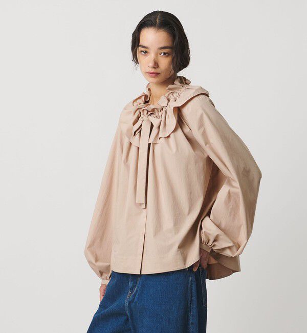 AEWEN MATOPH「＜AEWEN MATOPH＞ギャザーリボンブラウス ‐ ウォッシャブル ‐」|シャツ・ブラウス|BEIGE