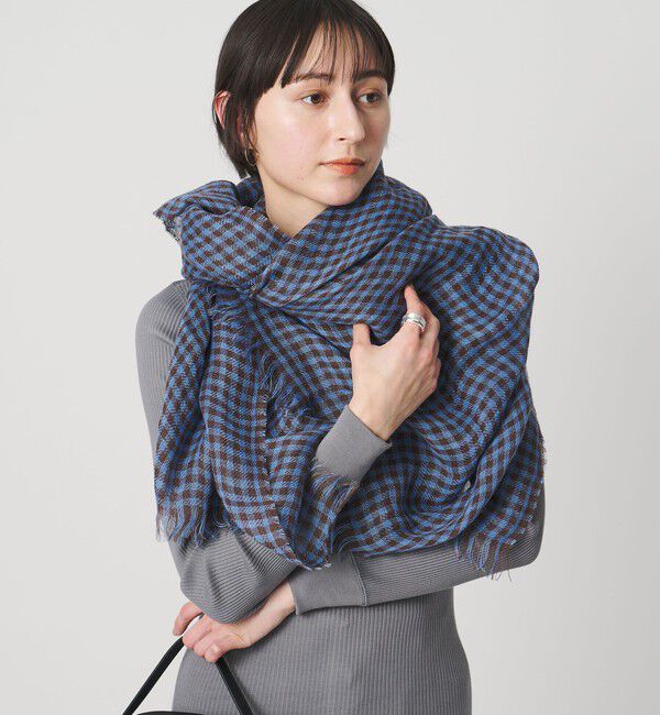 UNITED ARROWS「【一部別注】＜MARIANI＞LIN ギンガムチェック ストール」|ストール|DK.BROWN