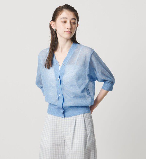 UNITED ARROWS「シアー Vネック カーディガン ‐ウォッシャブル‐」|カーディガン|LT.BLUE