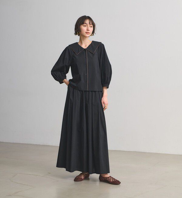 UNITED ARROWS「ギャザー フレア パンツ ‐はっ水 ウォッシャブル‐」|チノ|