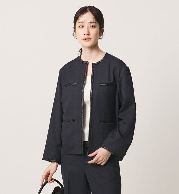 UNITED ARROWS「Spiree ASAMI ノーカラー ジャケット」|ノーカラージャケット|NAVY
